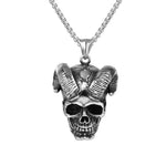 Vintage Ghost Skull Mask Pendant Stainless Steel Chain Necklace