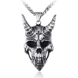 Vintage Ghost Skull Mask Pendant Stainless Steel Chain Necklace