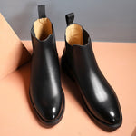 Leather Men Slip-on Dress Formal Boots