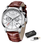 LIGE Leather Quartz Men's Watch