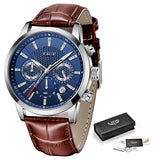 LIGE Leather Quartz Men's Watch