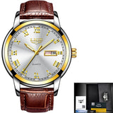 LIGE Leather Quartz Men's Watch