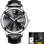 LIGE Leather Quartz Men's Watch