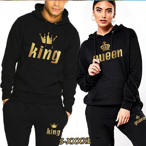 Couple Sportwear Set King or Queen Printed Hooded Suits