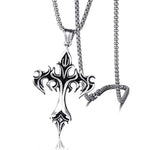 HNSP Goth Flame Cross Pendant Necklace Unisex