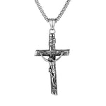 HNSP Goth Flame Cross Pendant Necklace Unisex