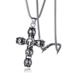 HNSP Goth Flame Cross Pendant Necklace Unisex