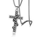 HNSP Goth Flame Cross Pendant Necklace Unisex