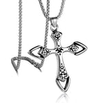 HNSP Goth Flame Cross Pendant Necklace Unisex