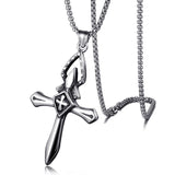 HNSP Goth Flame Cross Pendant Necklace Unisex