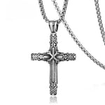 HNSP Goth Flame Cross Pendant Necklace Unisex