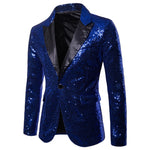 Gold Sequin Glitter Embellished Blazer Jacket Men