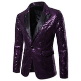 Gold Sequin Glitter Embellished Blazer Jacket Men