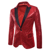 Gold Sequin Glitter Embellished Blazer Jacket Men