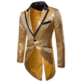 Gold Sequin Glitter Embellished Blazer Jacket Men